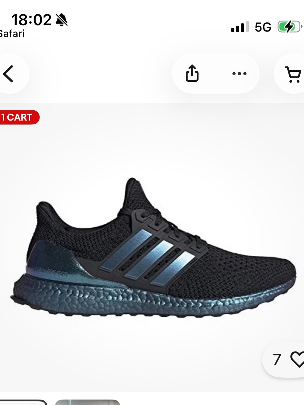 Adidas Ultraboost Clima Black Iridescent Blue me s US 9.5 FZ2874 Running Shoes